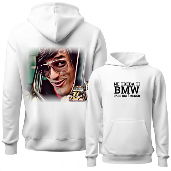 NE TREBA TI BMW duks-kapuljača-obostrano beli