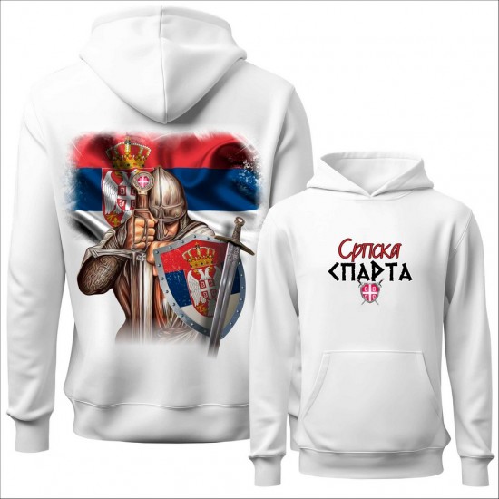 SRPSKA SPARTA 2 duks-kapuljača-obostrano beli