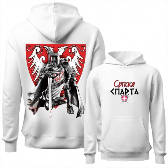 SRPSKA SPARTA duks-kapuljača-obostrano beli