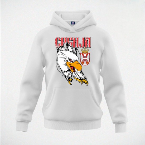 SRBIJA 02 duks-kapuljača beli