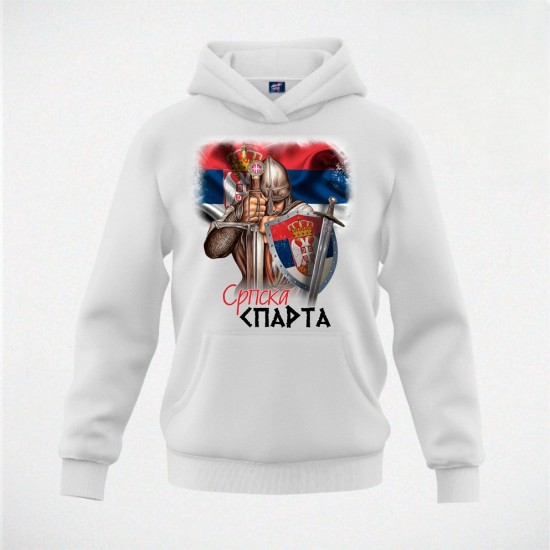 SRPSKA SPARTA 2 duks-kapuljača beli