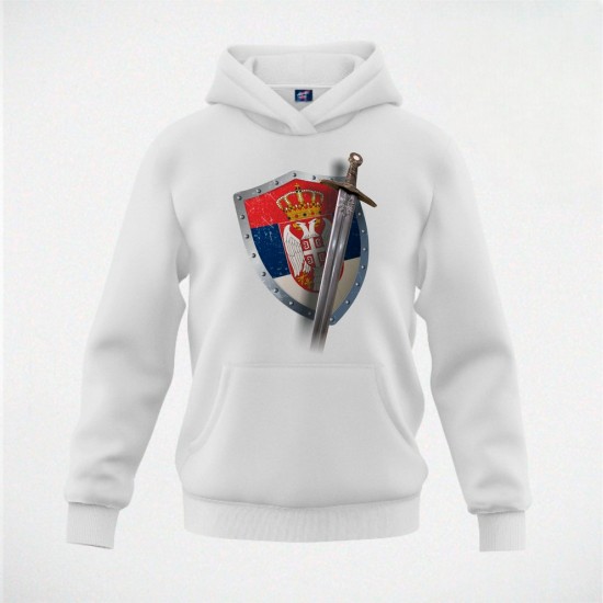 ŠTIT duks-kapuljača beli