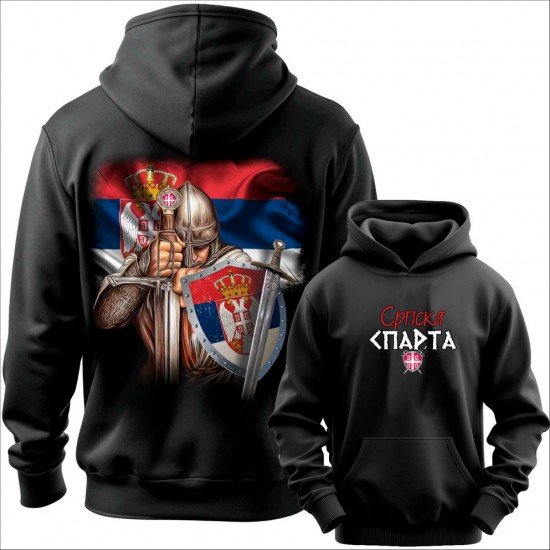 SRPSKA SPARTA 2 duks-kapuljača-obostrano crni