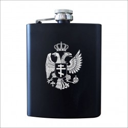 SRBIJA RUSIJA metalna pljoska crna