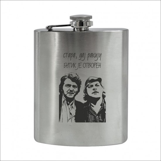 Stara Daj Rakiju Metalna Pljoska Silver