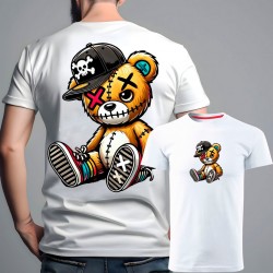 GANGSTA BEAR muška majica-obostrano-bela