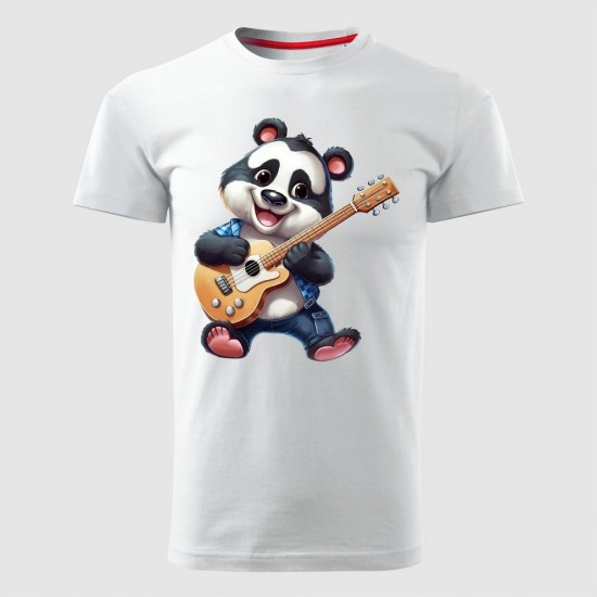Panda Gitara Muška Majica Bela