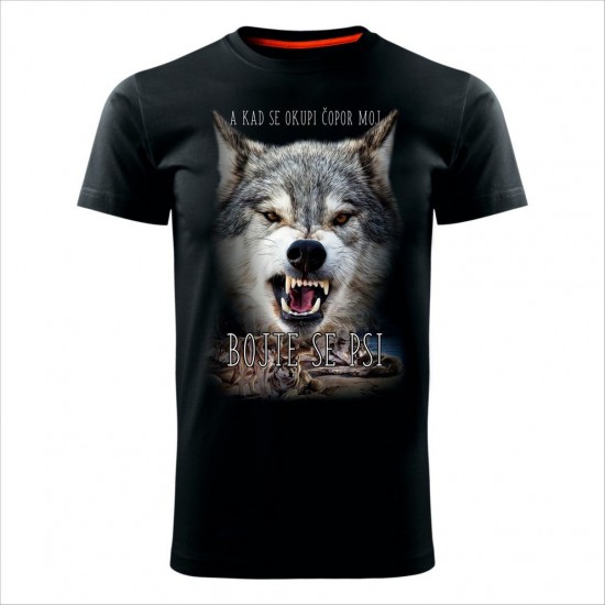 Vuk Bojte Se Psi Muška Majica Crna