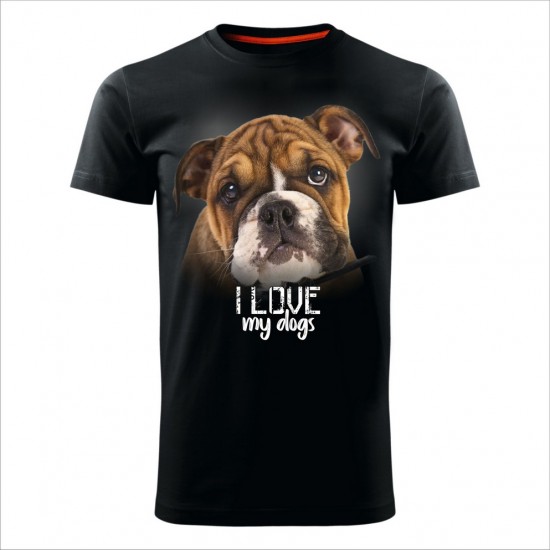 Engleski Buldog Muška Majica Crna