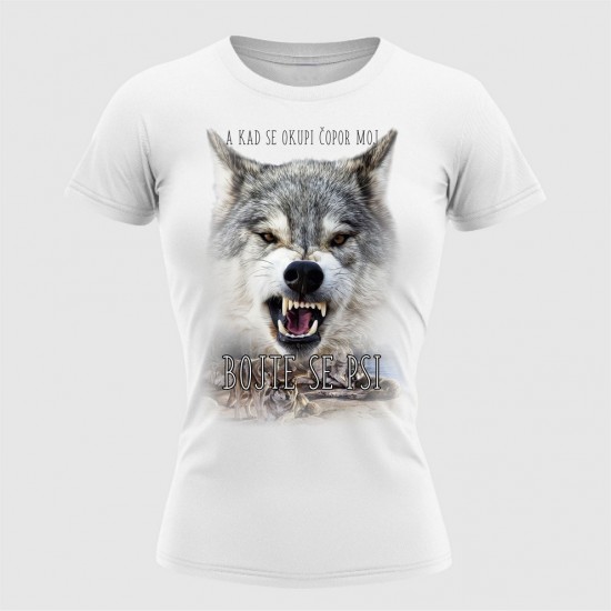 Vuk Bojte Se Psi Ženska Majica Bela