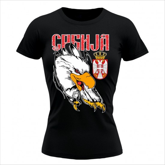 Srbija-02 Ženska Majica Crna