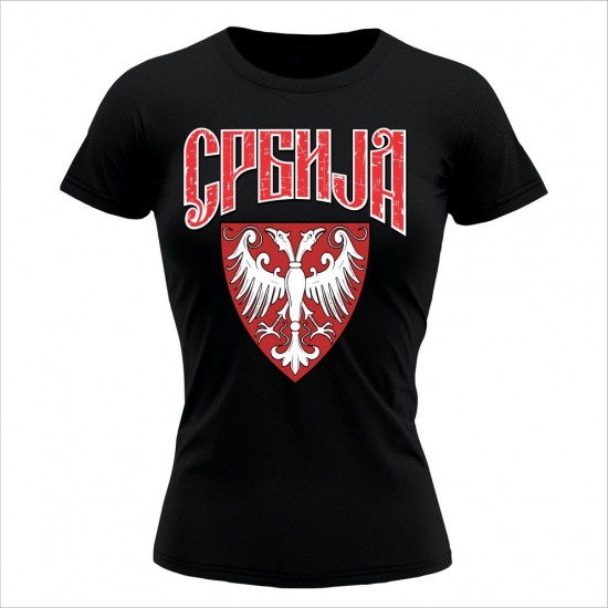 Srbija-03-1 Ženska Majica Crna