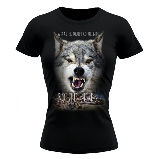 Vuk Bojte Se Psi Ženska Majica Crna