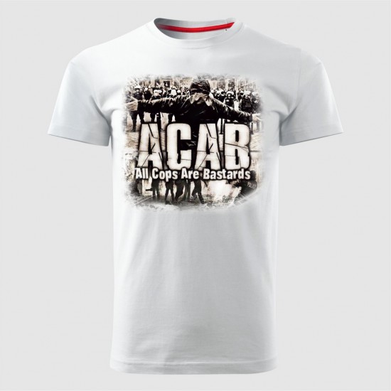 Acab 02 Muška Majica Bela - Slim Veličina 2Xl